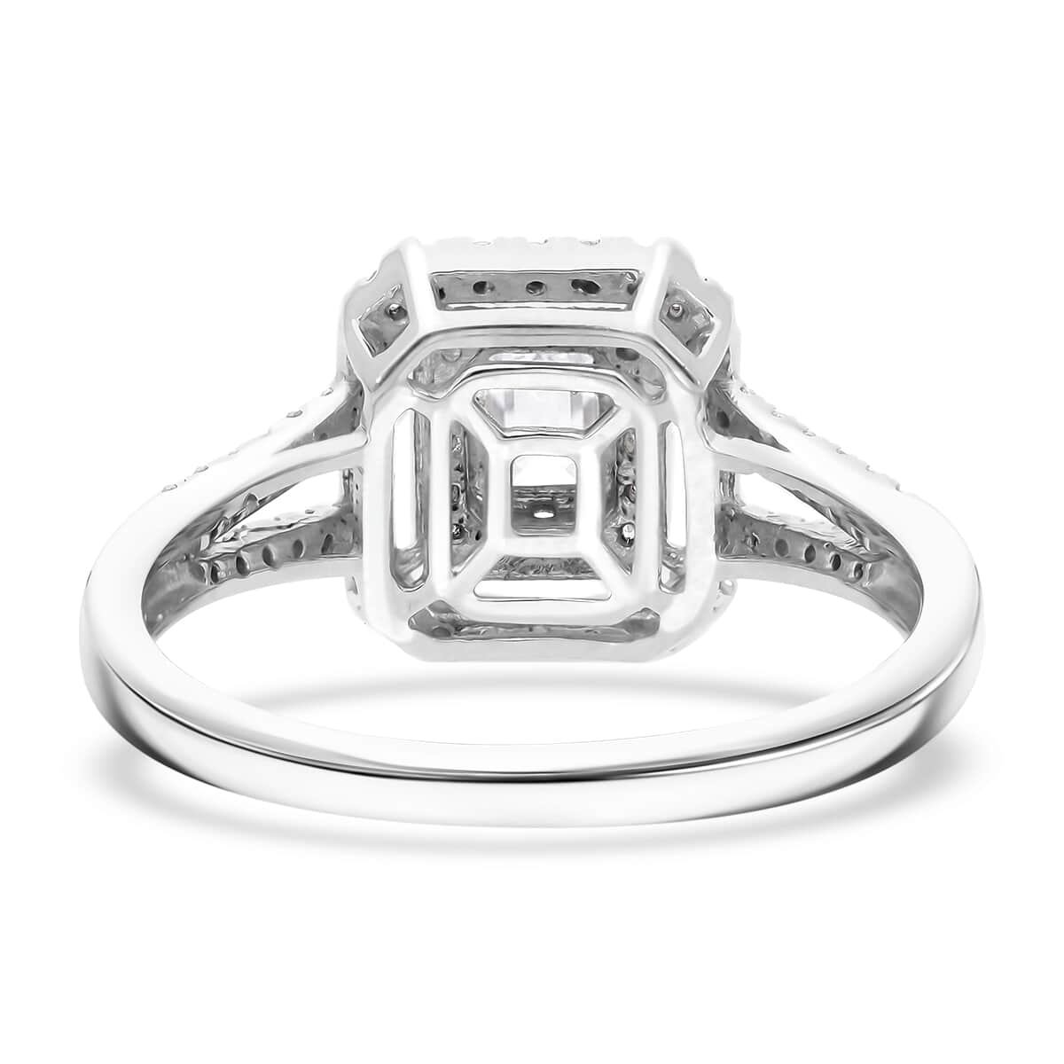 Luxuriant Lab Grown Diamond (G-H, SI) Split Shank Ring in Platinum Over Sterling Silver (Size 10.0) 1.00 ctw image number 4