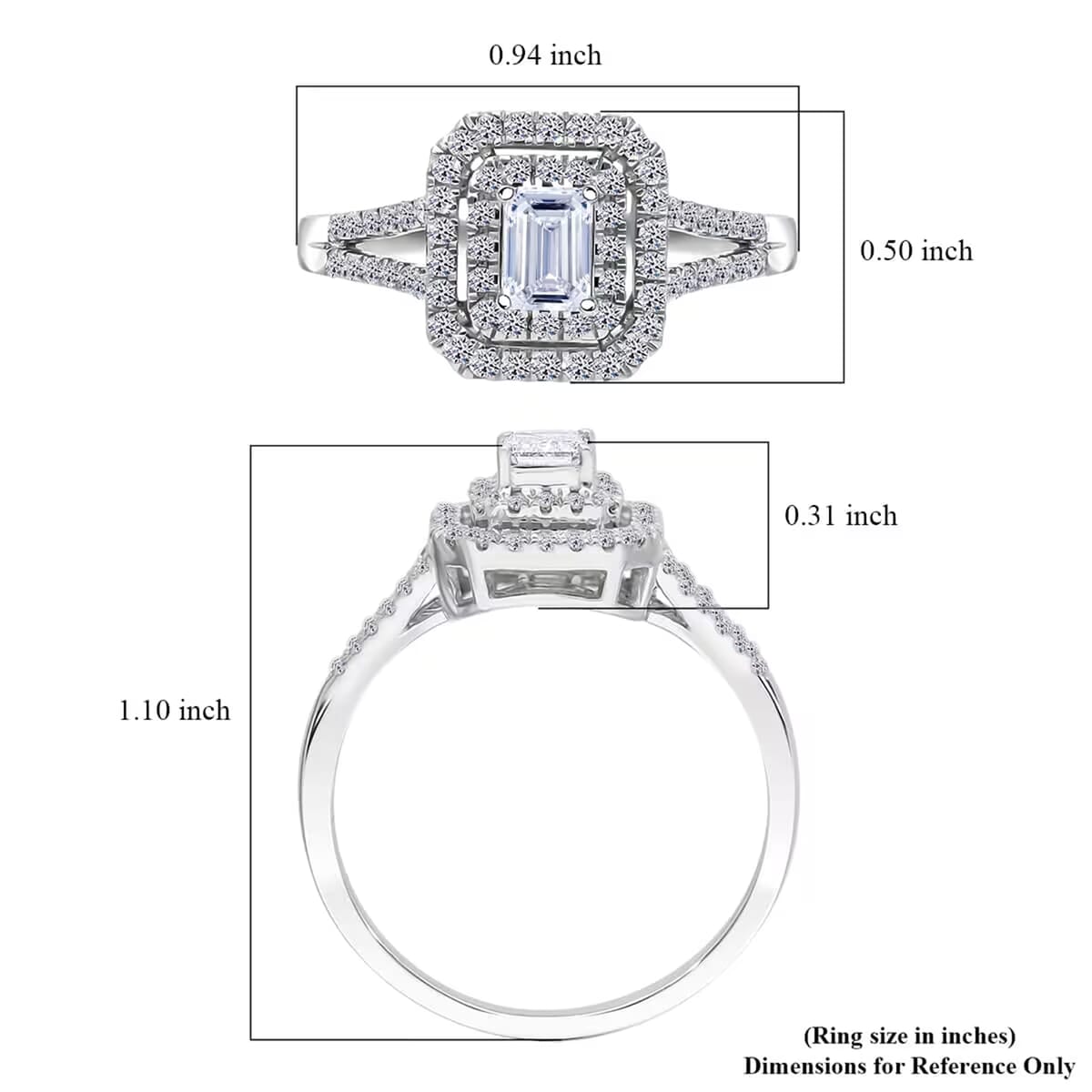 Lab Grown Diamond G-H SI 1.00 ctw Split Shank Ring in Platinum Over Sterling Silver (Size 10.0) image number 7
