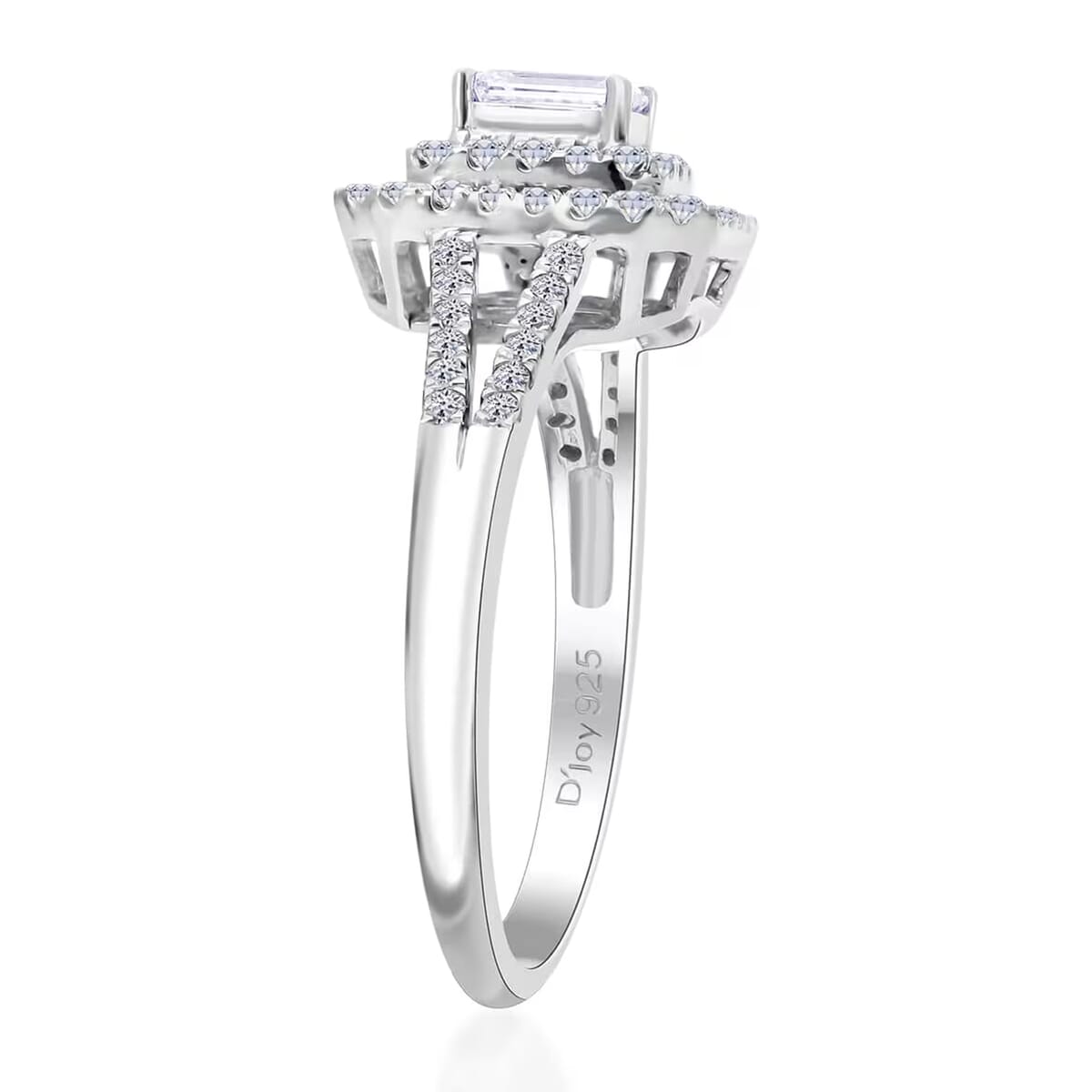 Lab Grown Diamond G-H SI 1.00 ctw Split Shank Ring in Platinum Over Sterling Silver (Size 10.0) image number 8