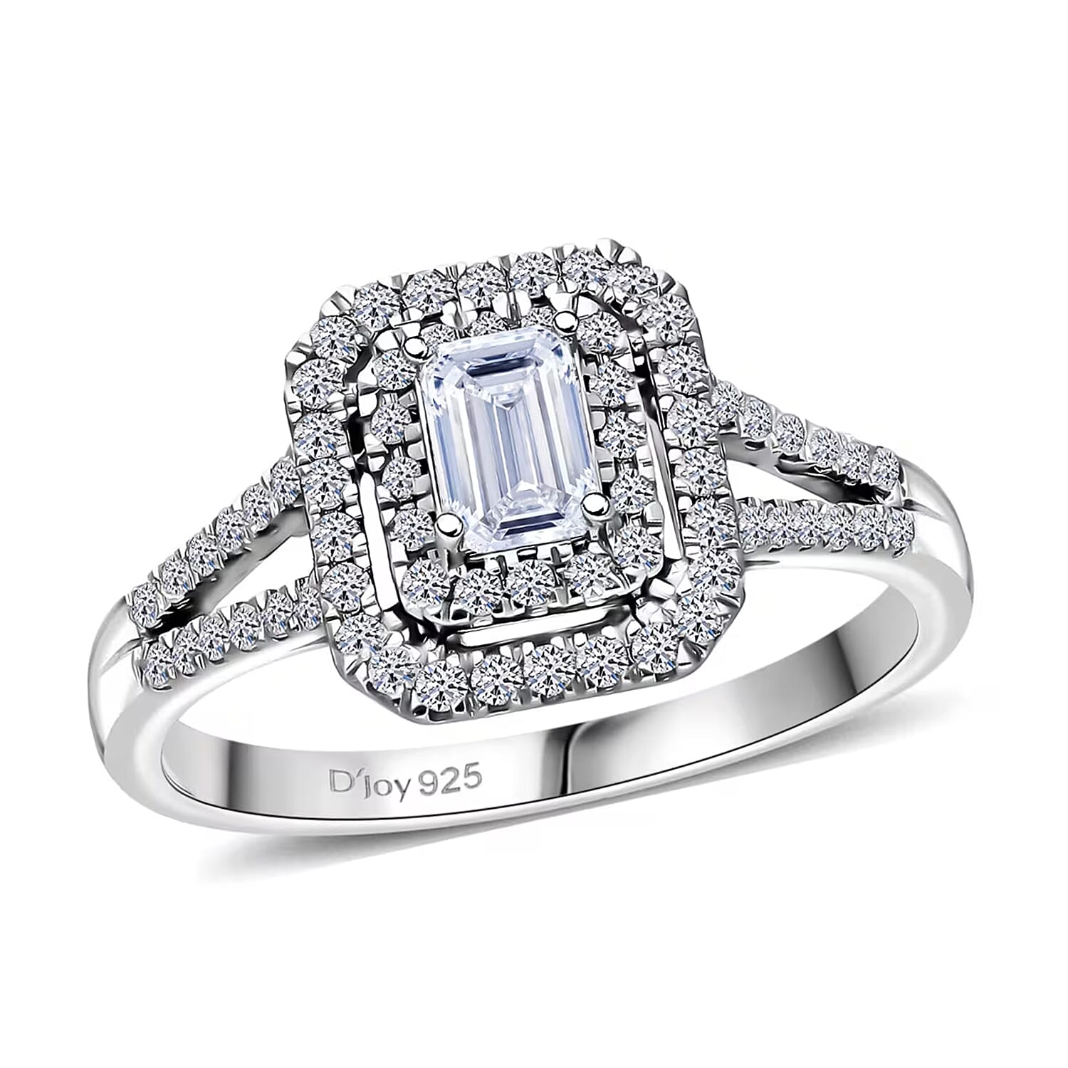 Luxuriant Lab Grown Diamond G-H SI 1.00 ctw Split Shank Ring in Platinum Over Sterling Silver (Size 9.0)