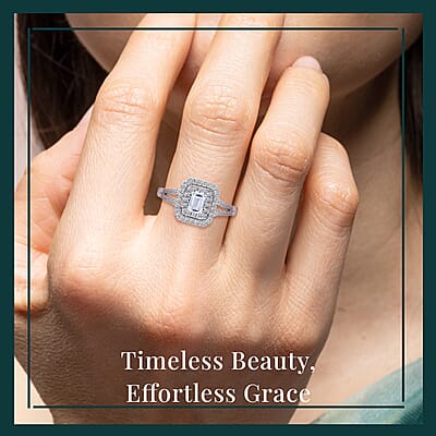 Luxuriant Lab Grown Diamond G-H SI 1.00 ctw Split Shank Ring in Platinum Over Sterling Silver (Size 9.0)