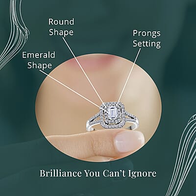 Luxuriant Lab Grown Diamond G-H SI 1.00 ctw Split Shank Ring in Platinum Over Sterling Silver (Size 9.0)