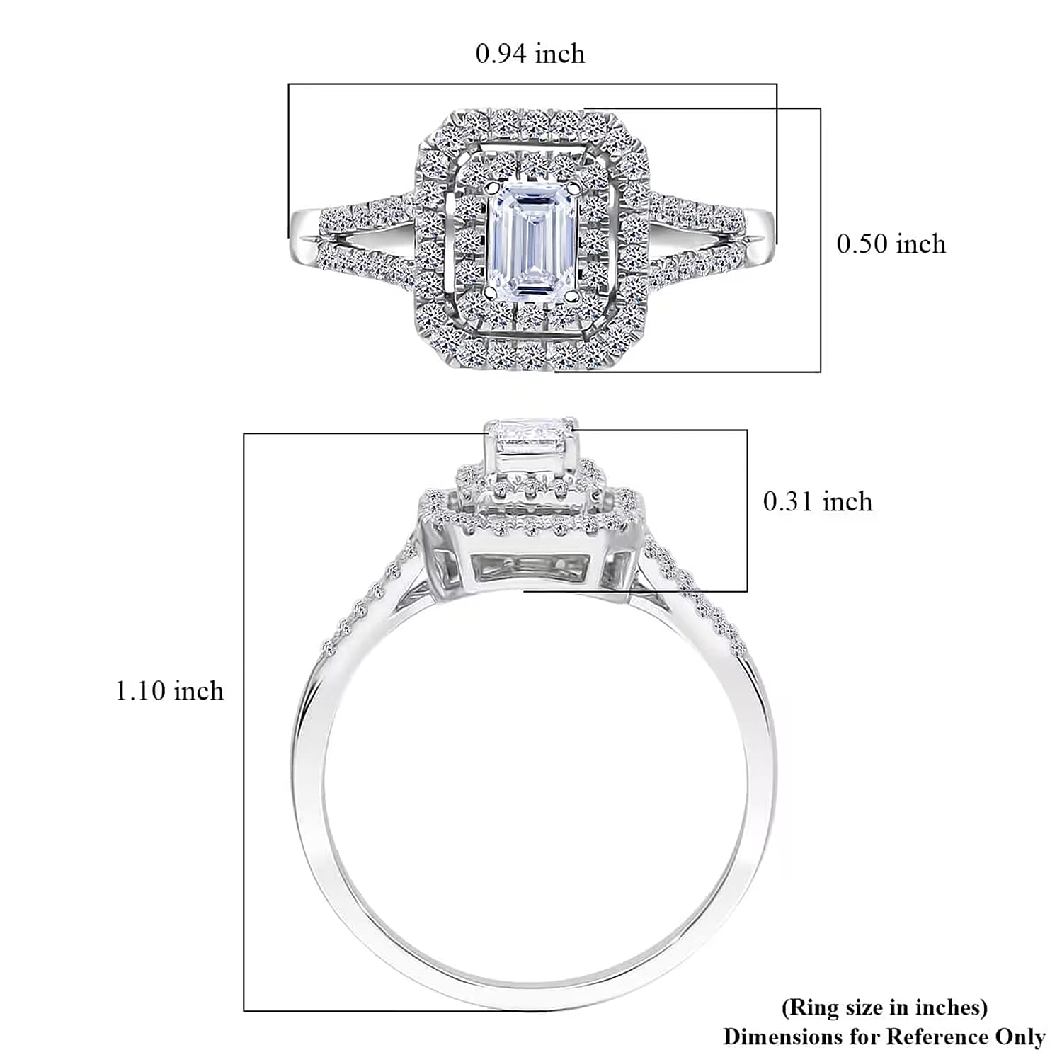 Luxuriant Lab Grown Diamond G-H SI 1.00 ctw Split Shank Ring in Platinum Over Sterling Silver (Size 9.0)
