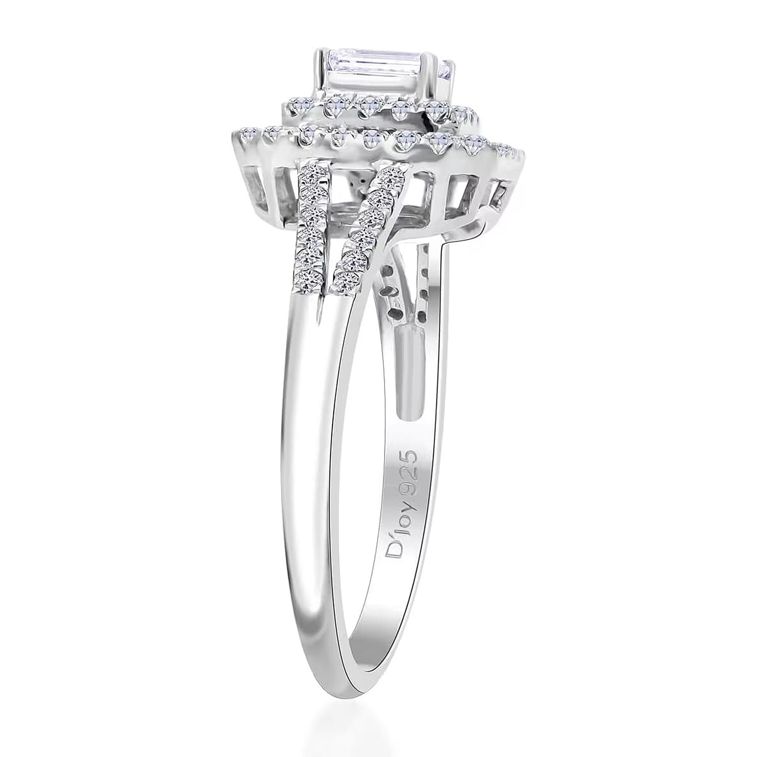 Luxuriant Lab Grown Diamond G-H SI 1.00 ctw Split Shank Ring in Platinum Over Sterling Silver (Size 9.0)