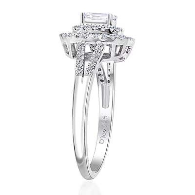 Luxuriant Lab Grown Diamond G-H SI 1.00 ctw Split Shank Ring in Platinum Over Sterling Silver (Size 9.0)