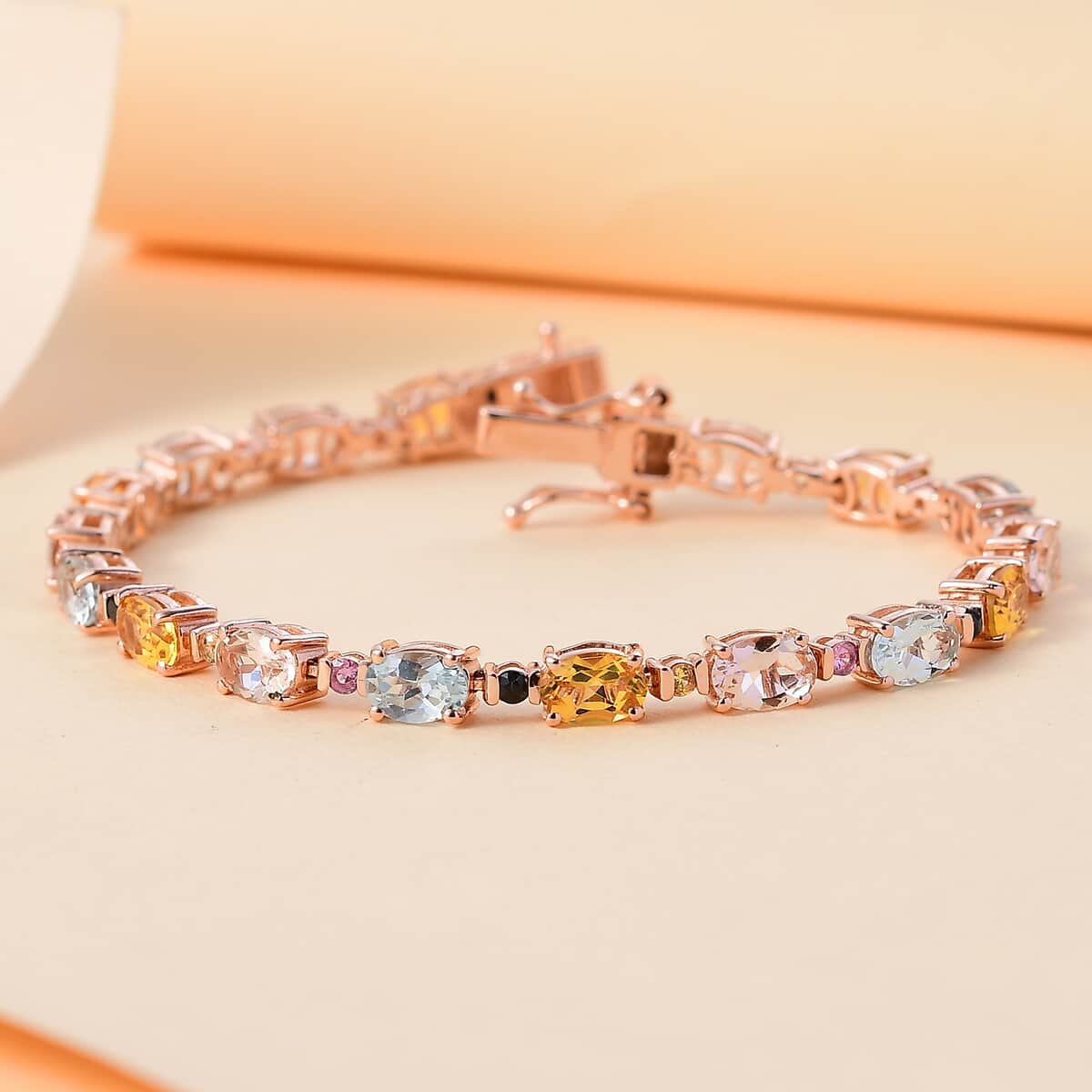 Multi Beryl 7.50 ctw Bracelet in 18K Vermeil Rose Gold Over Sterling Silver (6.50 In) image number 1