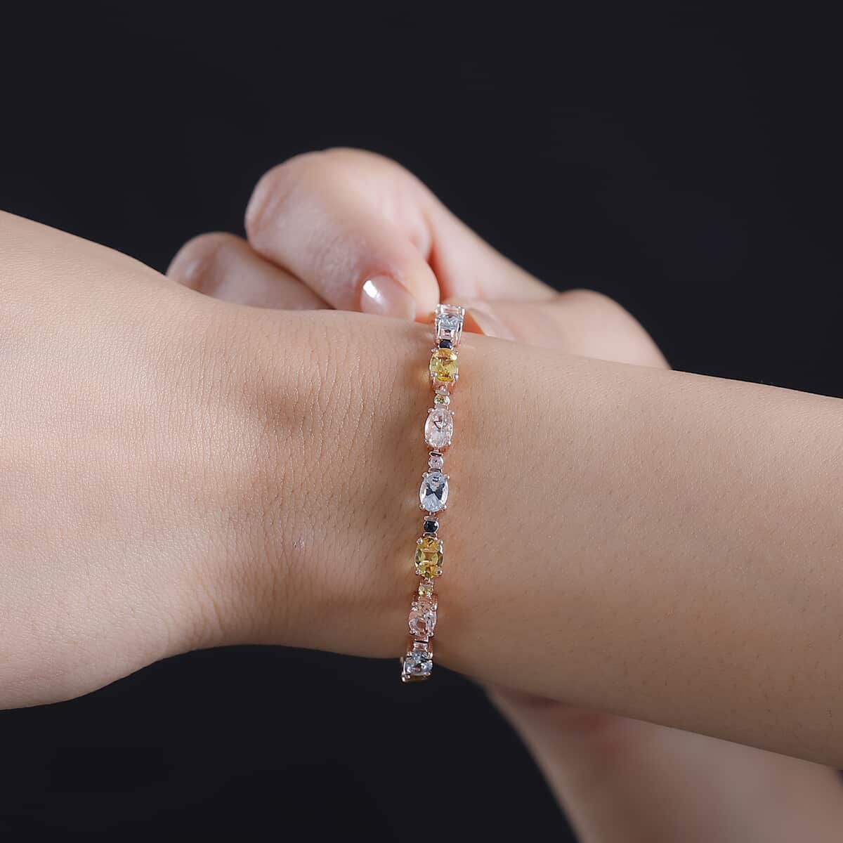 Multi Beryl 7.50 ctw Bracelet in 18K Vermeil Rose Gold Over Sterling Silver (6.50 In) image number 2