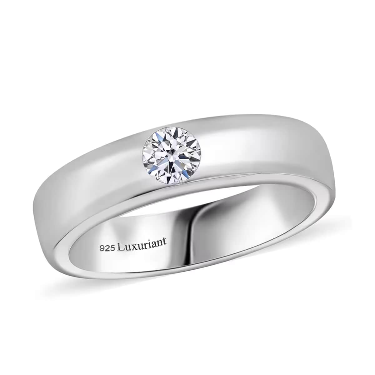 Luxuriant Lab Grown Diamond (G-H, SI) Band Ring in Platinum Over Sterling Silver (Size 10.0) 0.25 ctw image number 0