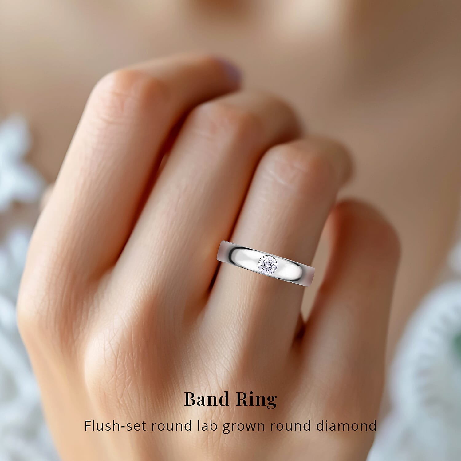 Luxuriant Lab Grown Diamond G-H SI 0.25 ctw Band Ring in Platinum Over Sterling Silver (Size 10.0) 