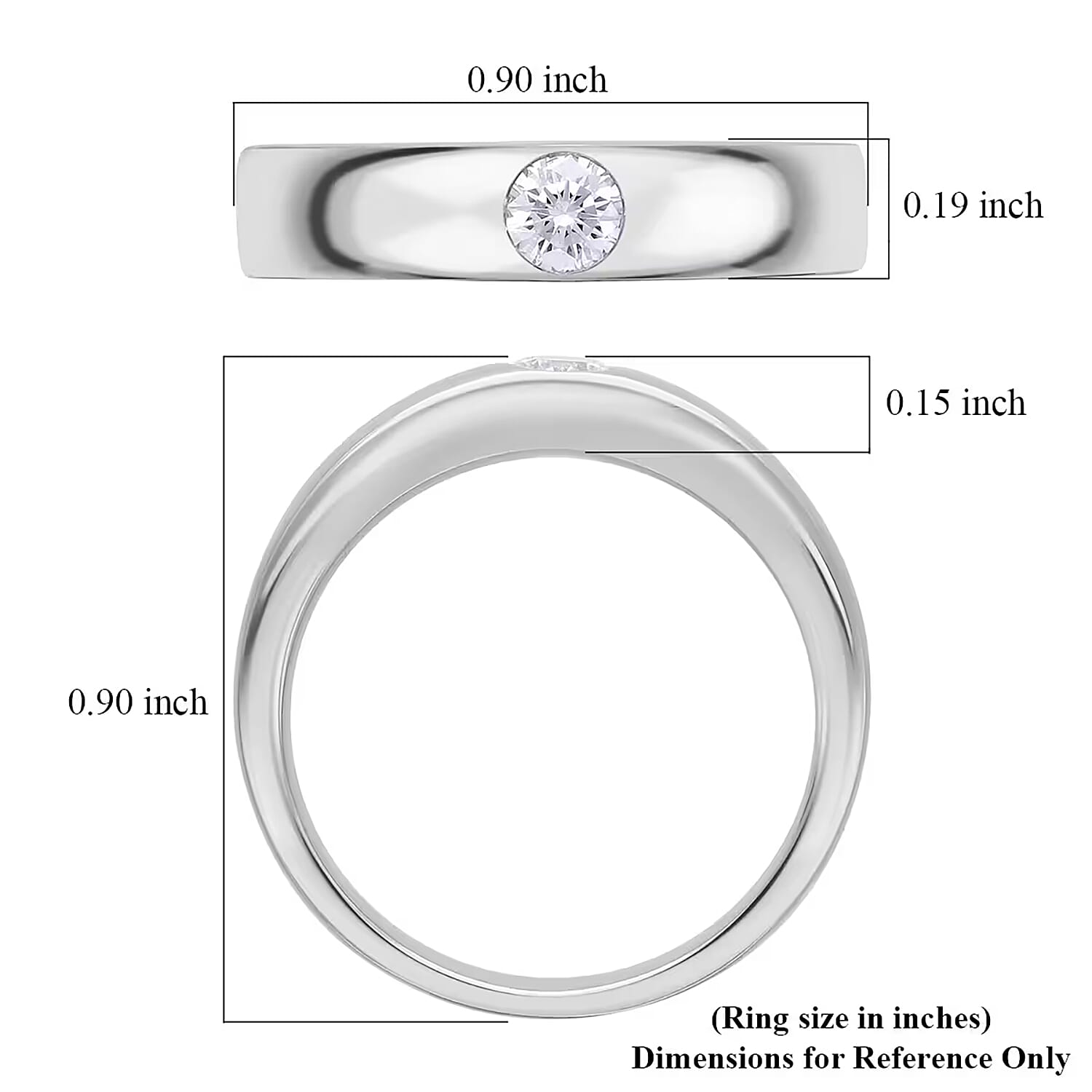 Luxuriant Lab Grown Diamond G-H SI 0.25 ctw Band Ring in Platinum Over Sterling Silver (Size 10.0) 