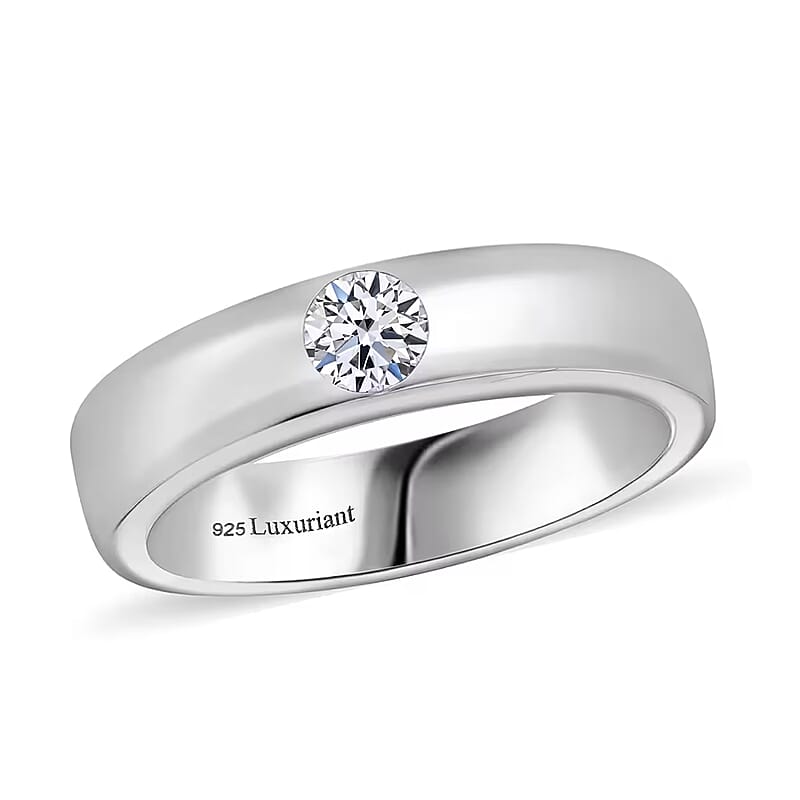 Luxuriant Lab Grown Diamond G-H SI 0.25 ctw Band Ring in Platinum Over Sterling Silver (Size 7.0) 