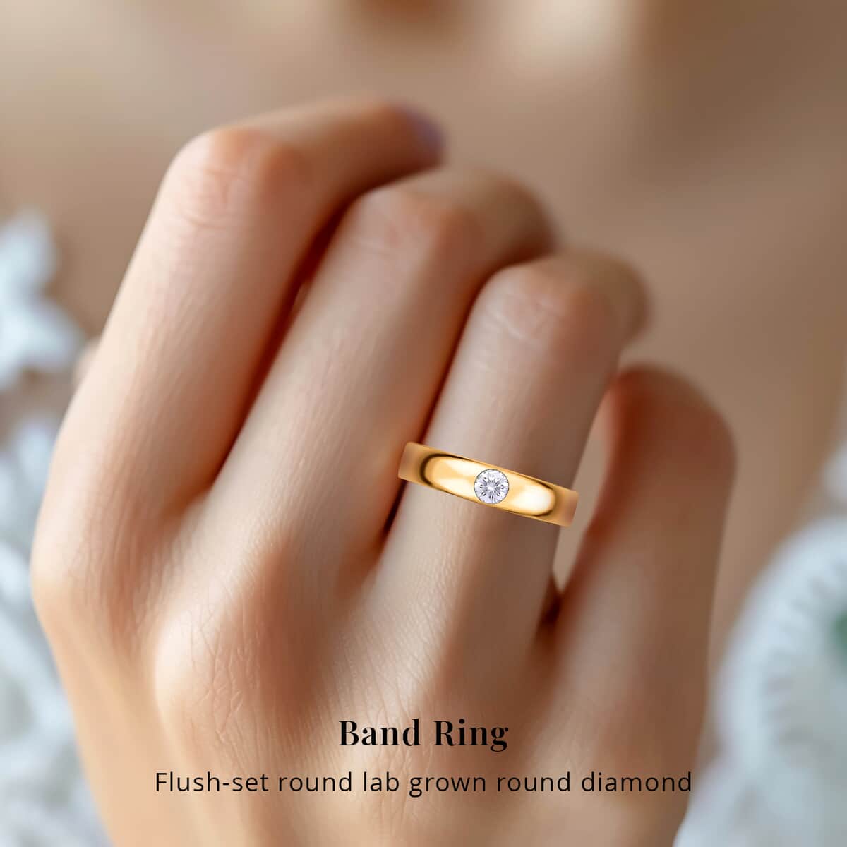 Luxuriant Lab Grown Diamond G-H SI 0.25 ctw Band Ring in Vermeil Yellow Gold Over Sterling Silver (Size 10.0) image number 1