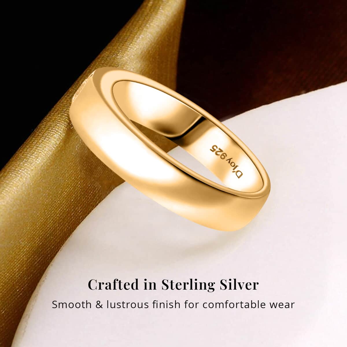 Luxuriant Lab Grown Diamond G-H SI 0.25 ctw Band Ring in Vermeil Yellow Gold Over Sterling Silver (Size 10.0) image number 2