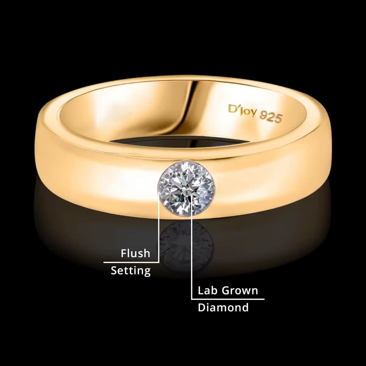 Luxuriant Lab Grown Diamond G-H SI 0.25 ctw Band Ring in Vermeil Yellow Gold Over Sterling Silver (Size 10.0) image number 4