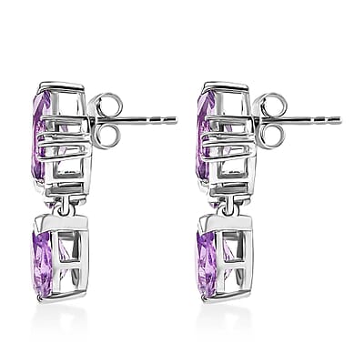 GP Trionfo Collection Premium Rose De France Amethyst 5.60 ctw Butterfly Earrings in Rhodium Over Sterling Silver