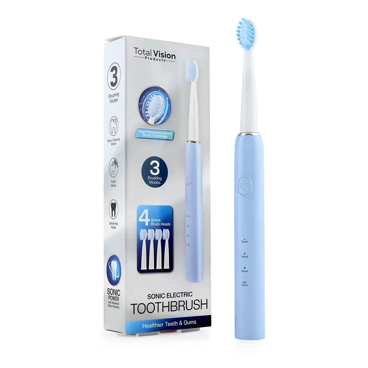 Closeout Total Vision Sonic Electric Toothbrush with 4 Replaceable Brush Heads -Blue image number 0