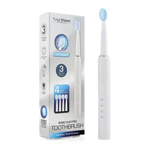 Closeout Total Vision Sonic Electric Toothbrush with 4 Replaceable Brush Heads -White