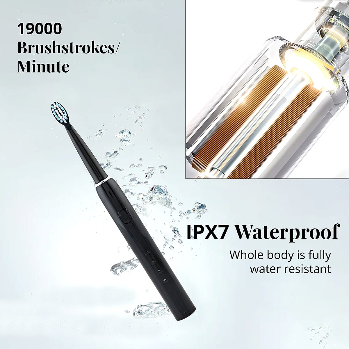 Closeout Total Vision Sonic Electric Toothbrush with 4 Replaceable Brush Heads -Black image number 3