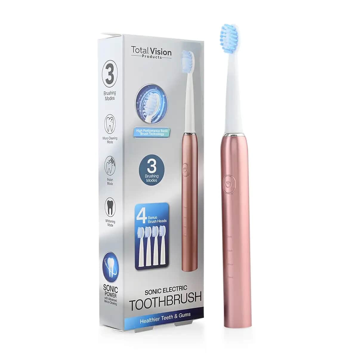 Closeout Total Vision Sonic Electric Toothbrush with 4 Replaceable Brush Heads -Rose Gold image number 0