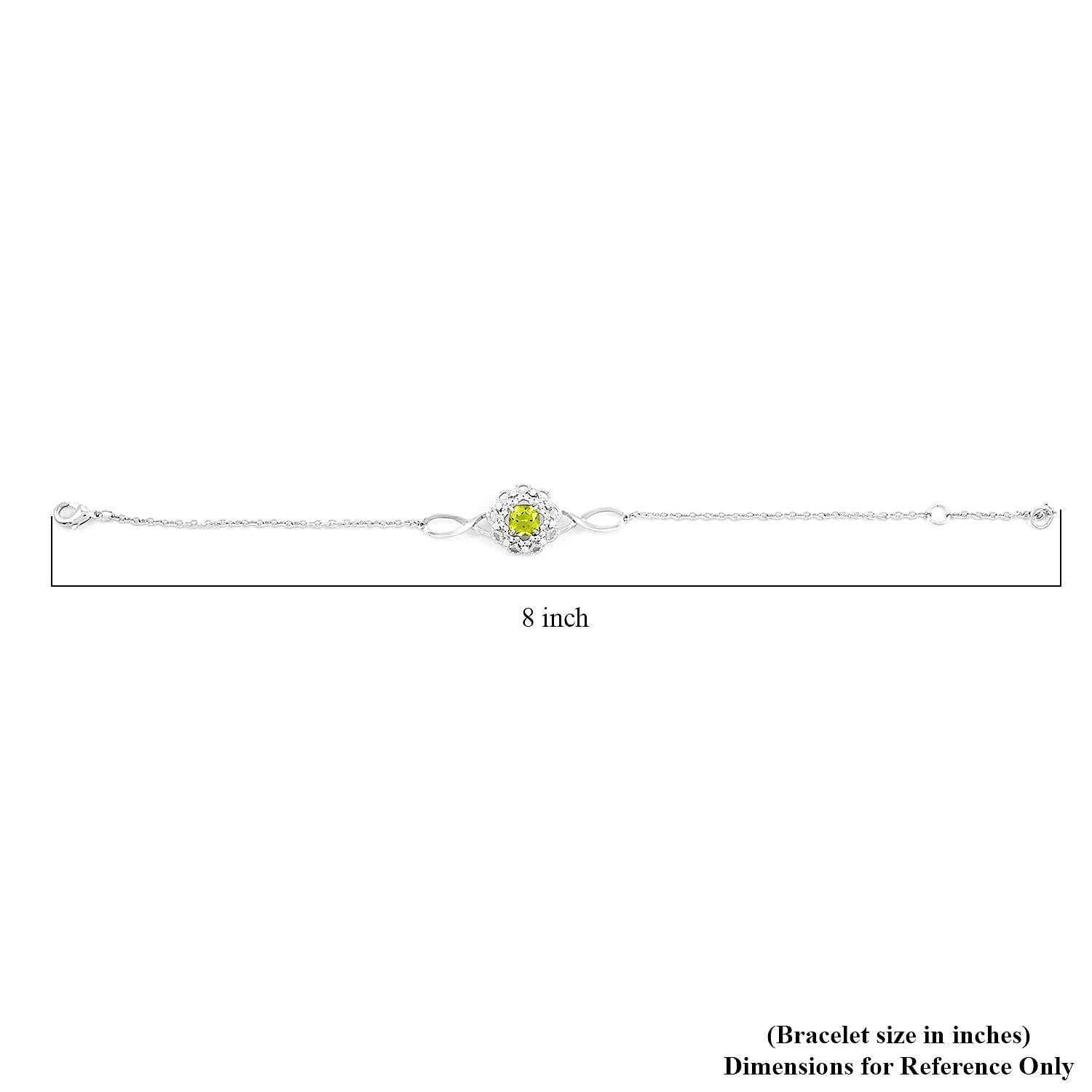 Simulated Peridot and Simulated Diamond 1.60 ctw Bracelet in Silvertone (7.00 In)