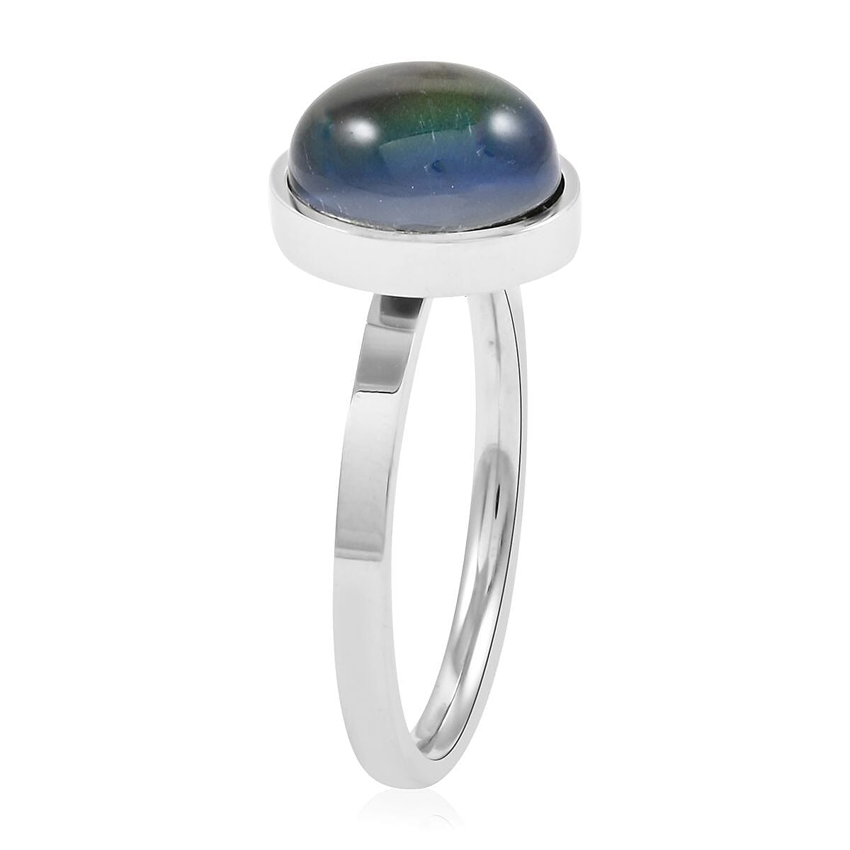 Glass Ring in Silvertone (Size 9.0)