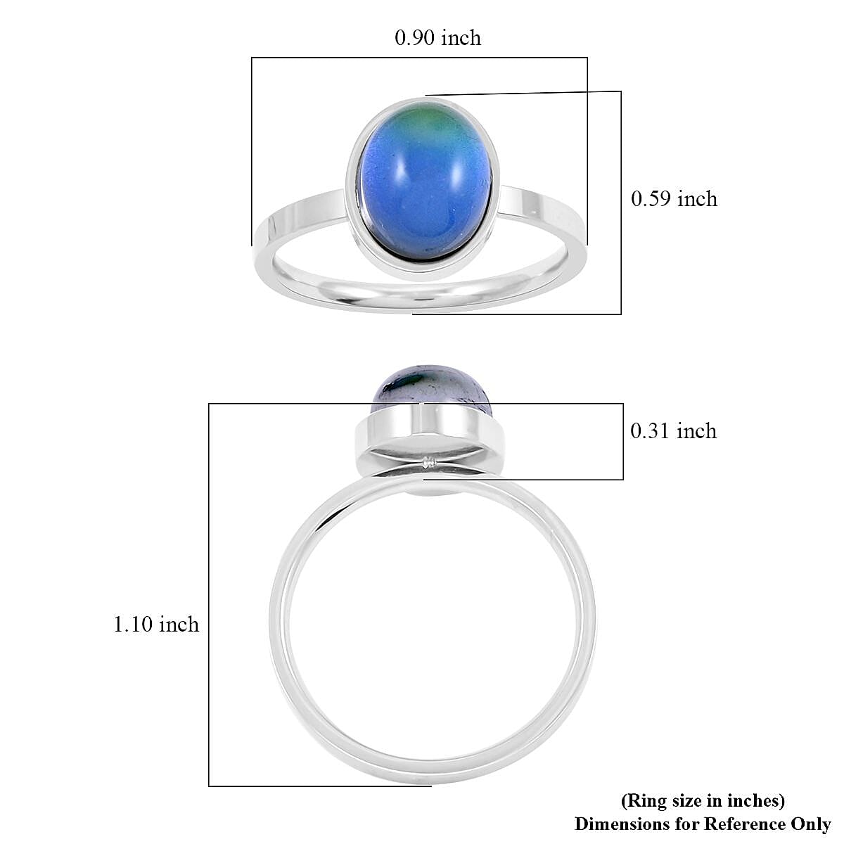 Glass Ring in Silvertone (Size 9.0)
