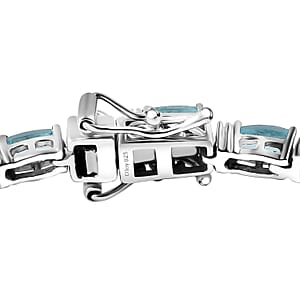 D'Joy Betroka Blue Apatite and White Zircon 9.00 ctw Aqua Flow Bracelet in Rhodium Over Sterling Silver (7.25 In)