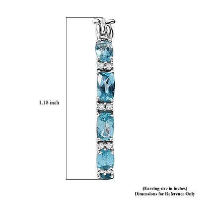 D'Joy Betroka Blue Apatite and White Zircon 5.25 ctw Aqua Flow Earrings in Rhodium Over Sterling Silver