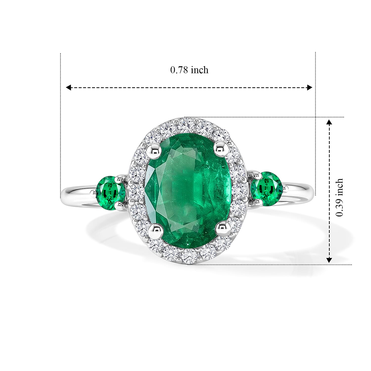 Luxoro Premium Kagem Zambian Emerald, Boyaca Colombian Emerald and G-H I1 Diamond 1.55 ctw Ring in 14K White Gold (Size 10.0)