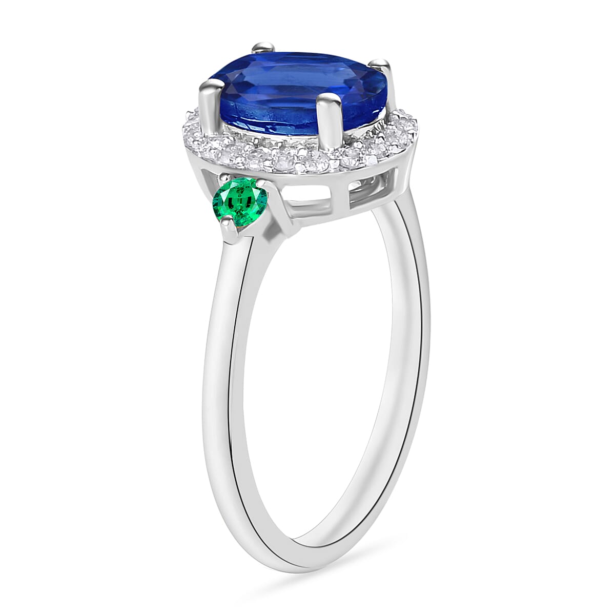 Luxoro Premium Kanchanaburi Blue Sapphire, Boyaca Colombian Emerald and G-H I1 Diamond 1.75 ctw Ring in 14K White Gold (Size 12.0) (Del. in 10-12 Days) image number 1