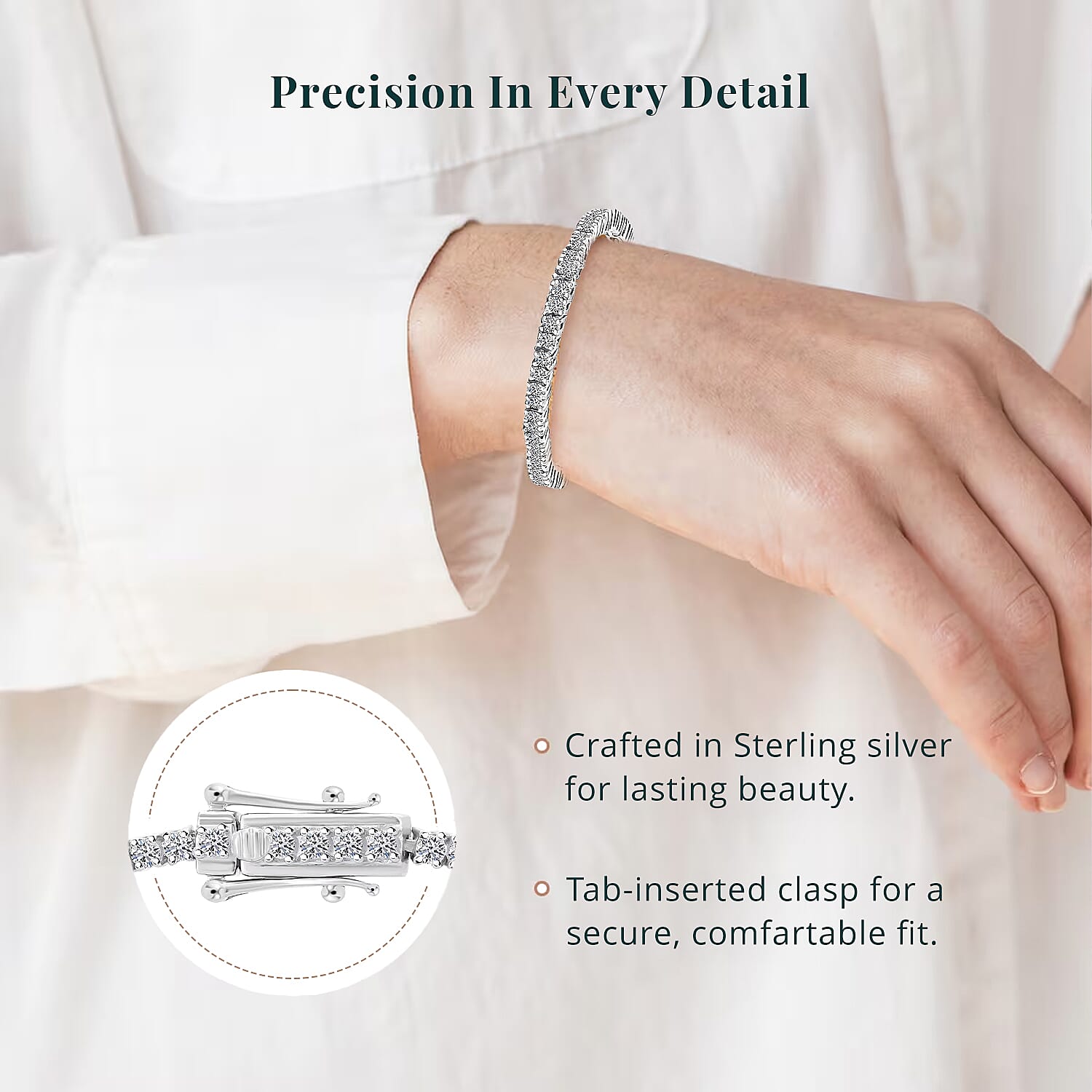 Luxuriant Lab Grown Diamond G-H SI 2.00 ctw Bracelet in Platinum Over Sterling Silver (7.25 In)