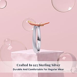 Natural Pink and Yellow Diamond I3 0.50 ctw Butterfly Ring in Vermeil Yellow Rose Gold and Rhodium Over Sterling Silver (Size 10.0) (Del. in 10-12 Days) 