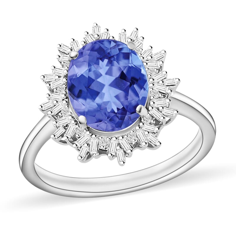 Luxoro Premium Tanzanite and G-H I1 Diamond 3.30 ctw Ring in 14K White Gold (Size 10.0) 4.9 Grams