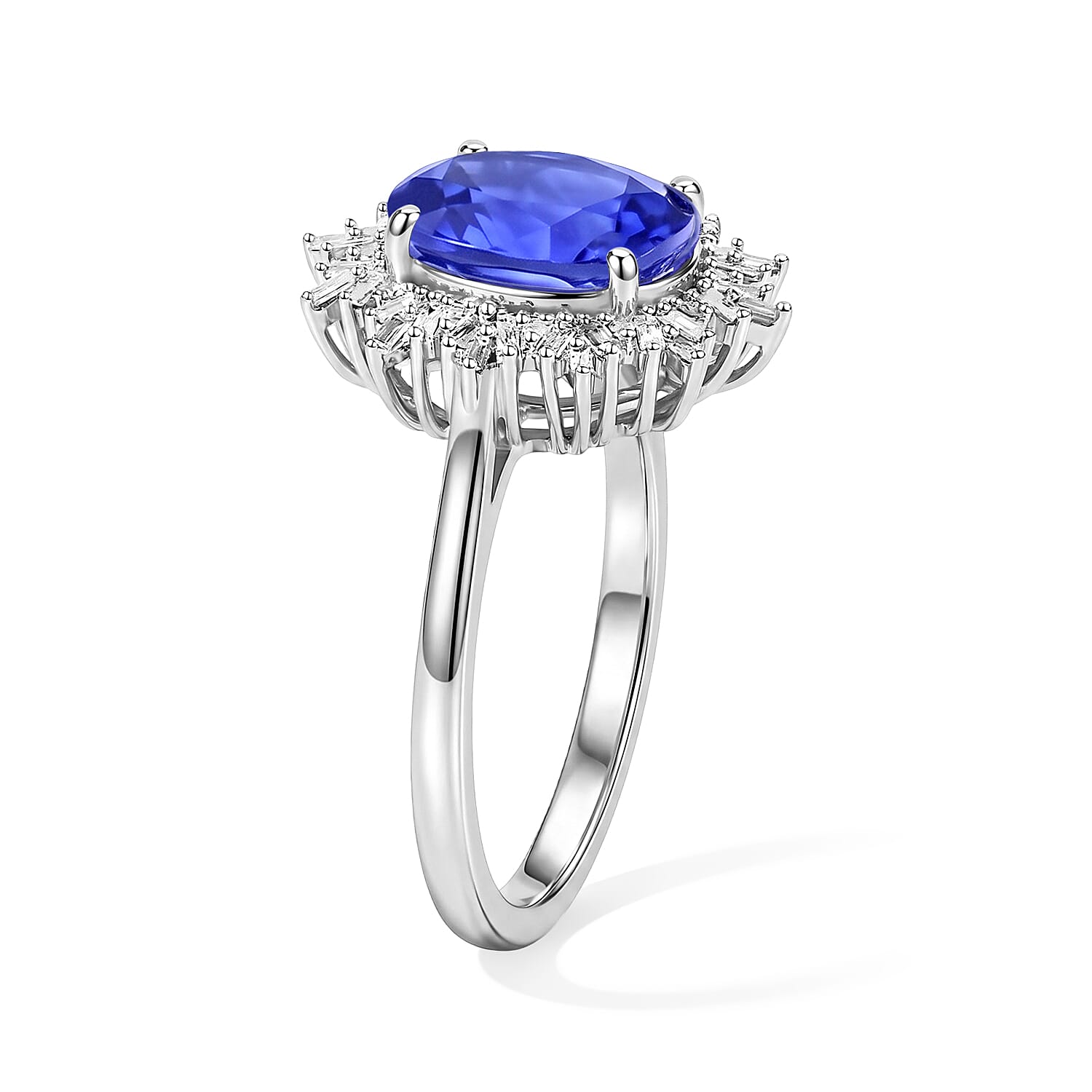Luxoro Premium Tanzanite and G-H I1 Diamond 3.30 ctw Ring in 14K White Gold (Size 5.0) 4.9 Grams