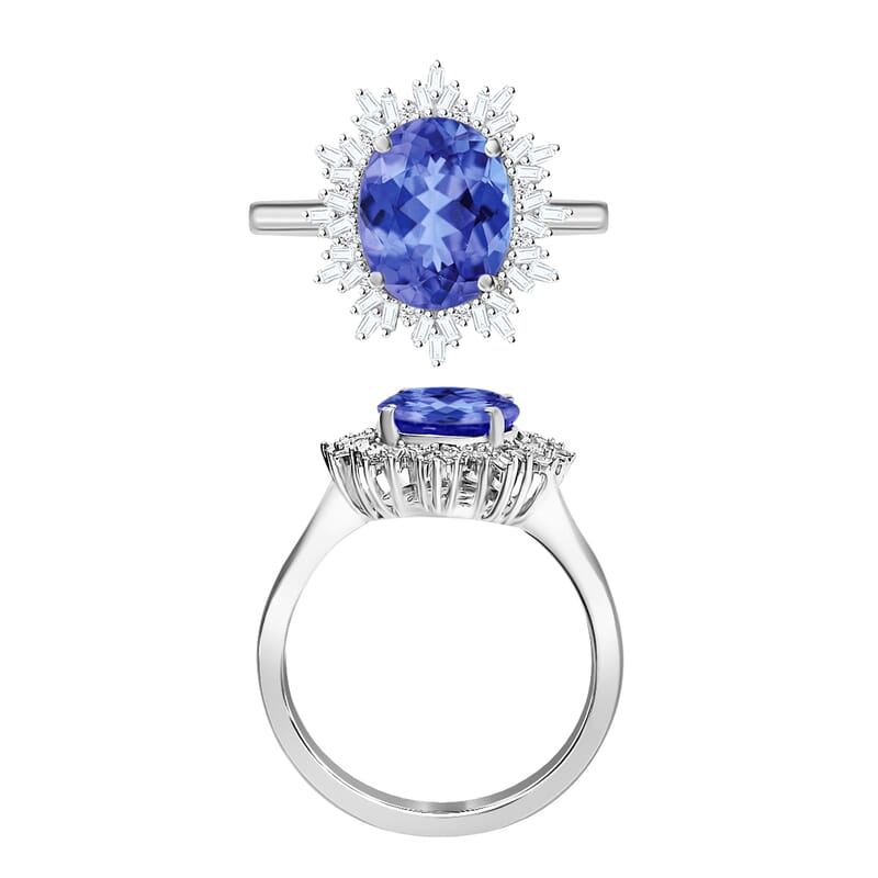 Luxoro Premium Tanzanite and G-H I1 Diamond 3.30 ctw Ring in 14K White Gold (Size 5.0) 4.9 Grams