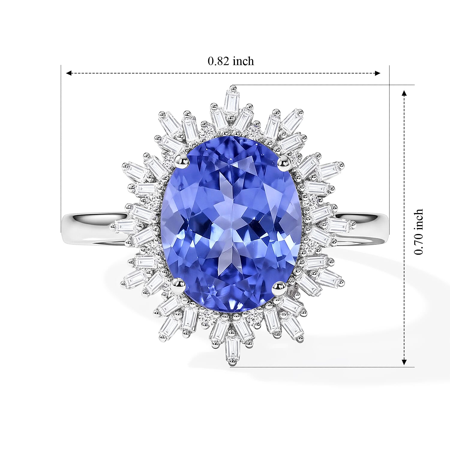 Luxoro Premium Tanzanite and G-H I1 Diamond 3.30 ctw Ring in 14K White Gold (Size 5.0) 4.9 Grams