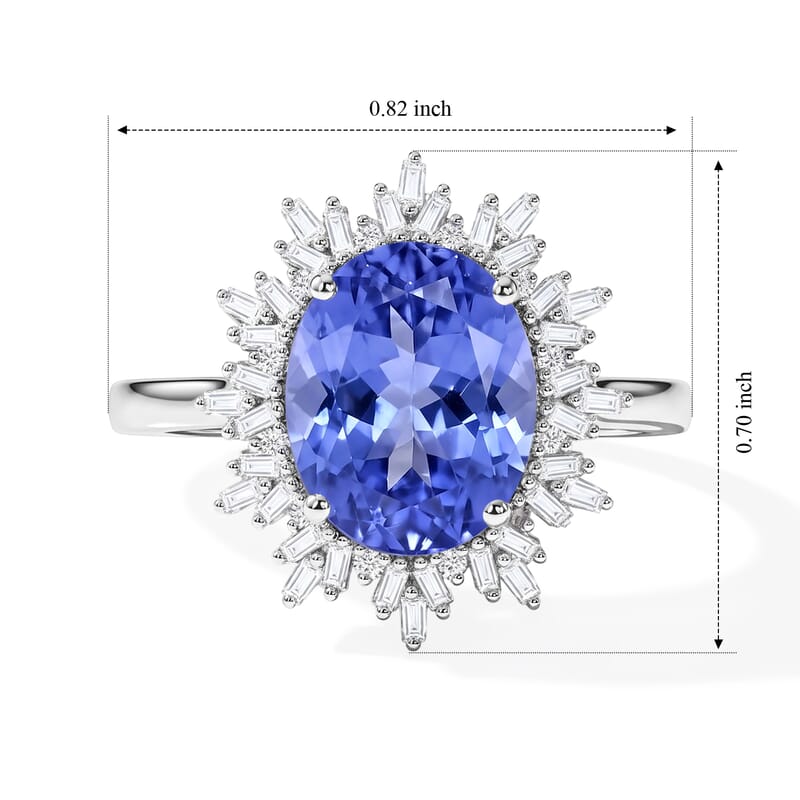 Luxoro Premium Tanzanite and G-H I1 Diamond 3.30 ctw Ring in 14K White Gold (Size 5.0) 4.9 Grams