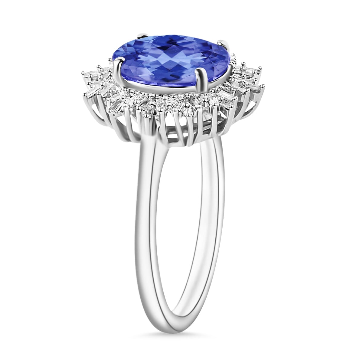 Luxoro Premium Tanzanite and G-H I1 Diamond 3.30 ctw Ring in 14K White Gold (Size 6.0) 4.30 Grams image number 2