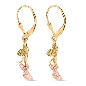 D'Joy Natural Pink and Yellow Diamond 0.50 ctw Butterfly Earrings in 18K Vermeil YRG Over Sterling Silver (Del. in 10-12 Days)