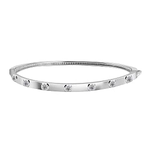 Swarovski Zirconia Full Bangle 1.40 ctw Bracelet in Rhodium Over Sterling Silver (7.50 In)