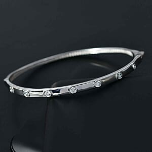 Swarovski Zirconia Full Bangle 1.40 ctw Bracelet in Rhodium Over Sterling Silver (7.50 In)