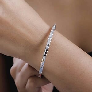Swarovski Zirconia Full Bangle 1.40 ctw Bracelet in Rhodium Over Sterling Silver (7.50 In)