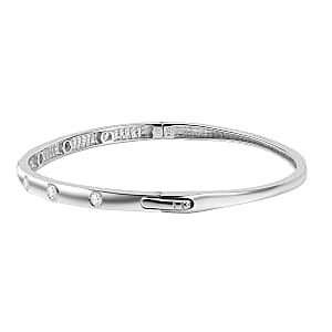 Swarovski Zirconia Full Bangle 1.40 ctw Bracelet in Rhodium Over Sterling Silver (7.50 In)