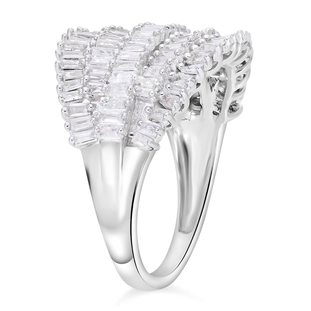 Diamond 1.00 ctw Floral Spray Ring in Platinum Over Sterling Silver (Size 10.0) (Del. in 8-10 Days) image number 3