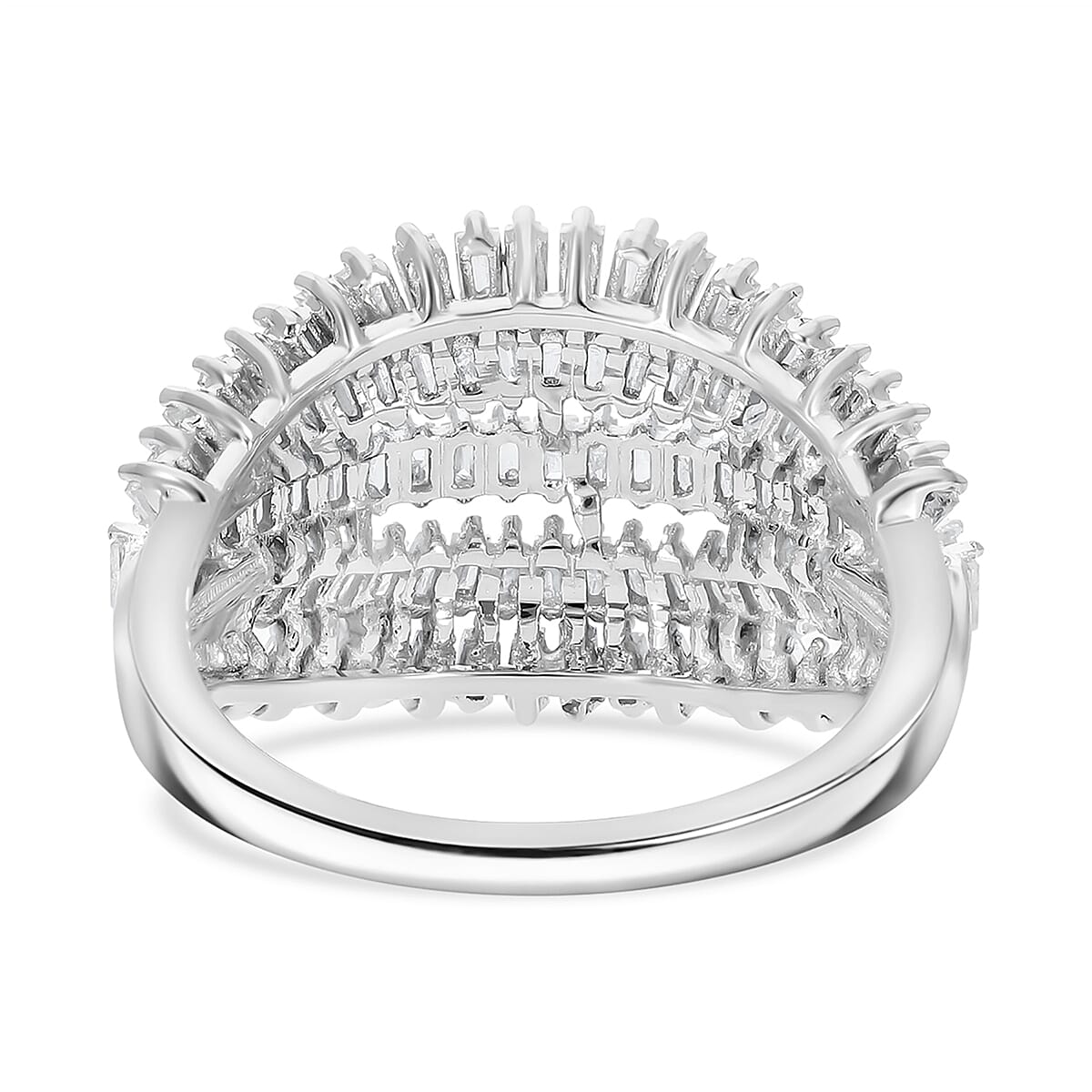 Diamond 1.00 ctw Floral Spray Ring in Platinum Over Sterling Silver (Size 10.0) (Del. in 8-10 Days) 