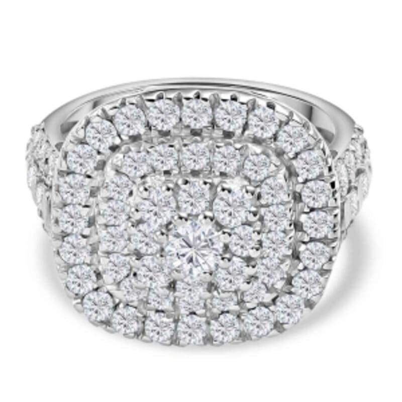 Swarovski Zirconia 4.28 ctw Ring in Rhodium Over Sterling Silver (Size 6.5)