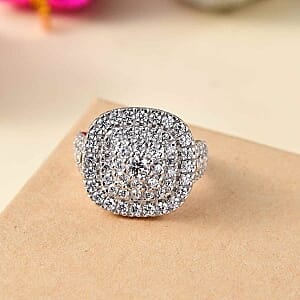 Swarovski Zirconia 4.28 ctw Ring in Rhodium Over Sterling Silver (Size 6.5)