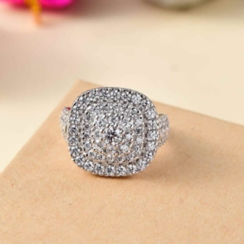 Swarovski Zirconia 4.28 ctw Ring in Rhodium Over Sterling Silver (Size 6.5)