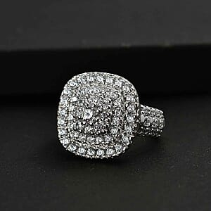 Swarovski Zirconia 4.28 ctw Ring in Rhodium Over Sterling Silver (Size 6.5)