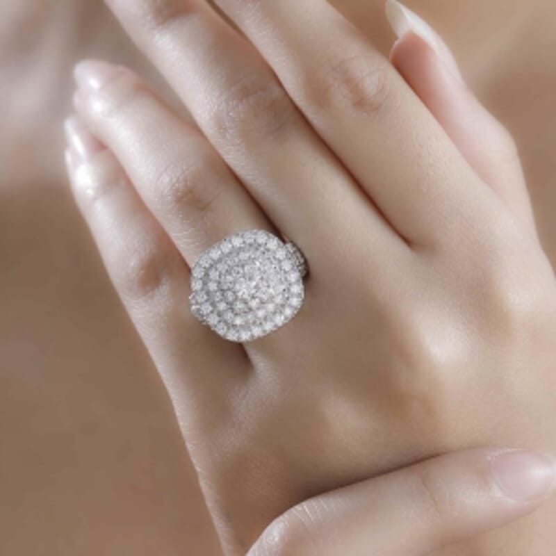 Swarovski Zirconia 4.28 ctw Ring in Rhodium Over Sterling Silver (Size 6.5)